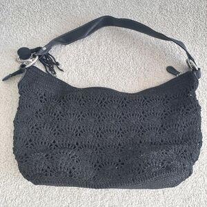 Women’s Black Textured Small Handbag